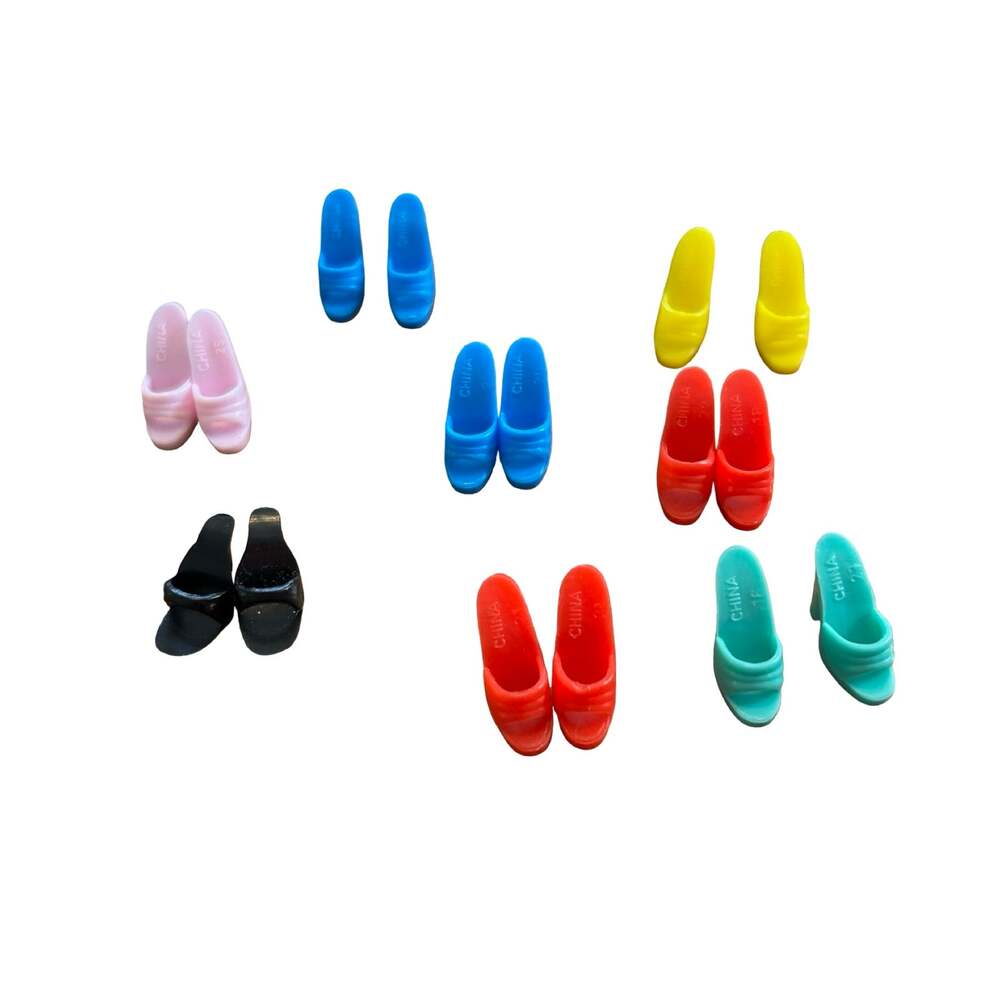 Barbie Shoes 8 Pairs High Heels Pumps Pink Blue Red Yellow Black Mattel